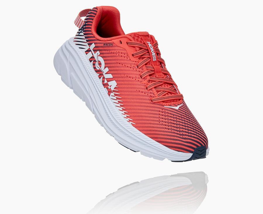 Hoka One One Rincon 2 - Women Running Shoes - Red/White,Australia HRW-795230
